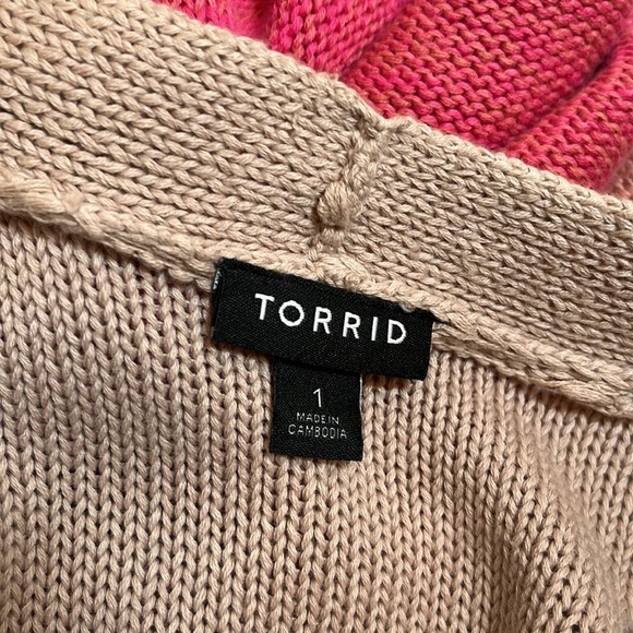 TORRID Pink Ombré Stripe Long Duster Cotton Open Front Cardigan Sweater - Picture 12 of 16